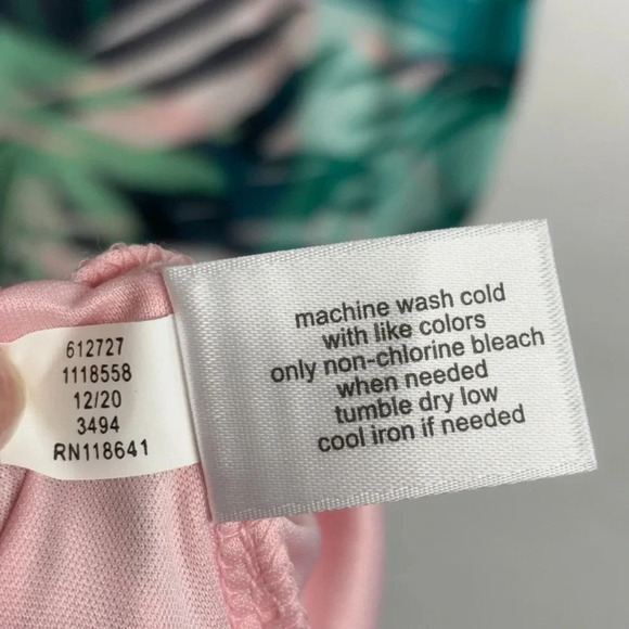 NWT Lane Bryant Maxi Dress 16 Pink Green Tropical Leaves Flutter Sleeve - Picture 4 of 7